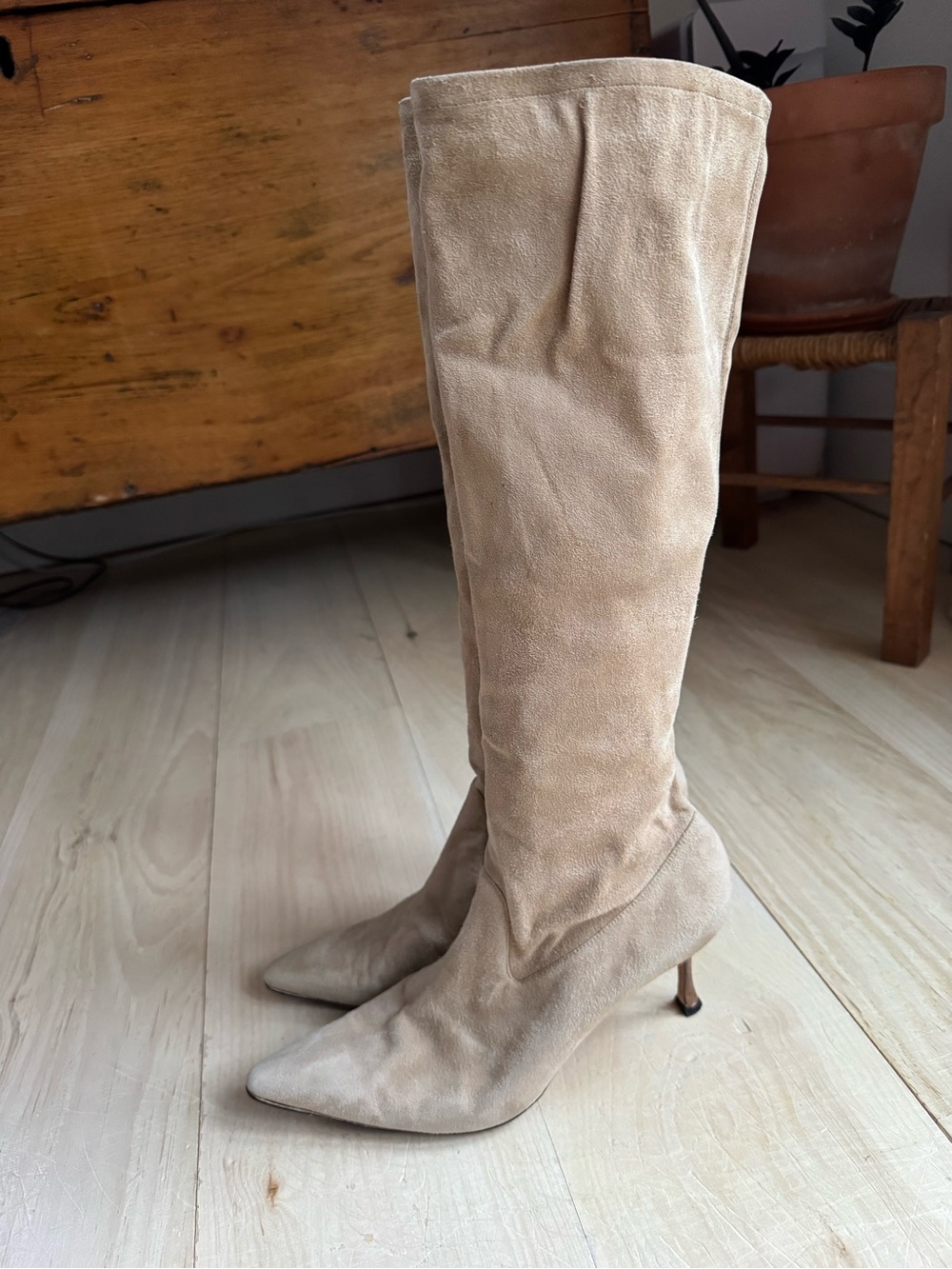 Manolo Blahnik Suede Knee-High Boots - Picture 3 of 12